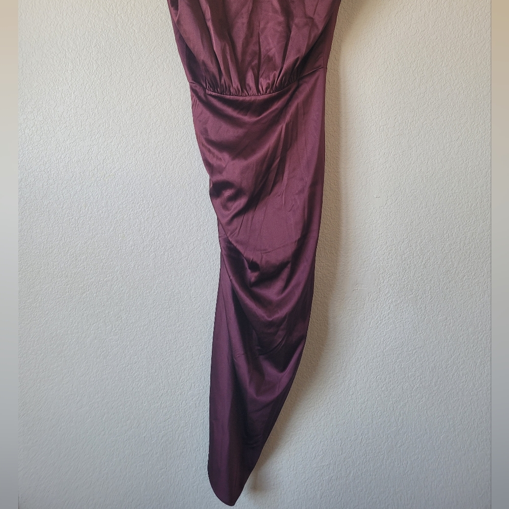 NWT Veronica Beard Casela Ruched Stretch-Silk Dress Color Dark Fig Size 2 - Picture 16 of 16